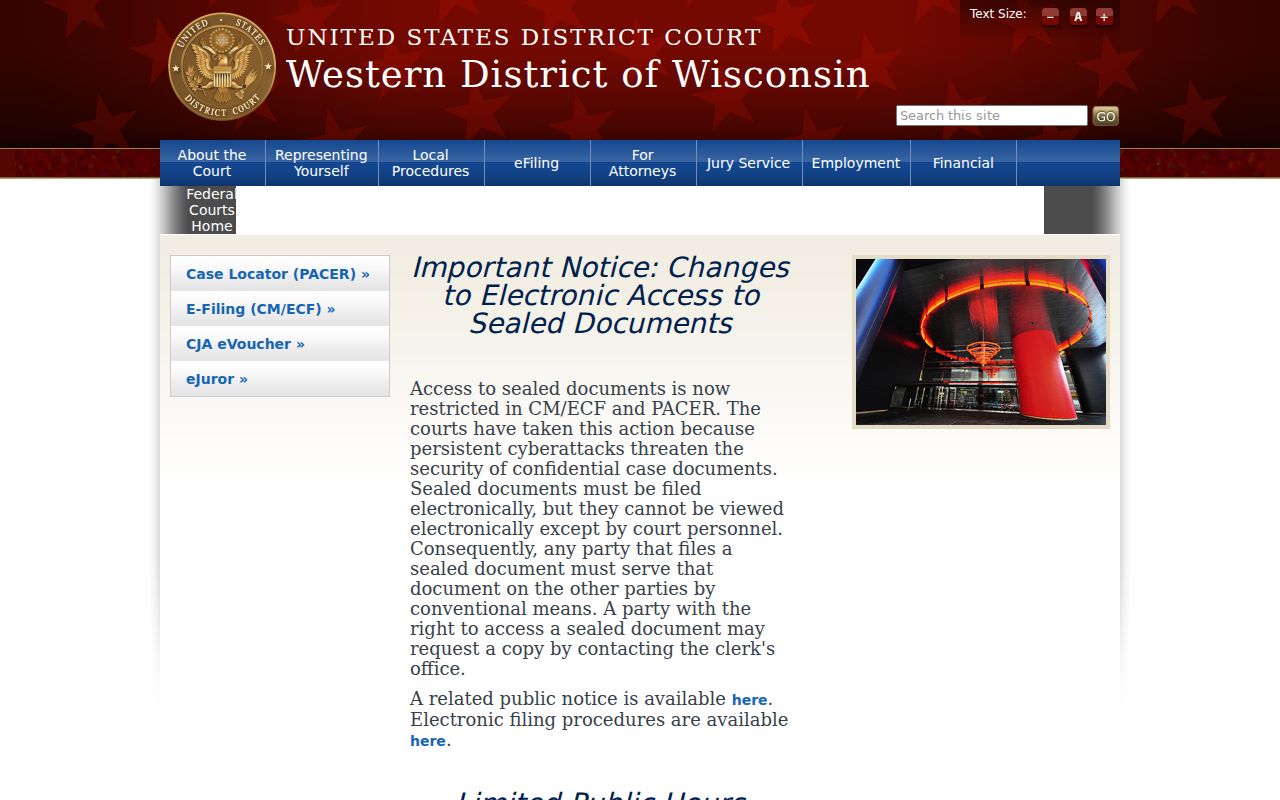 Federal criminal court case access for Monroe County in the Western District of Wisconsin