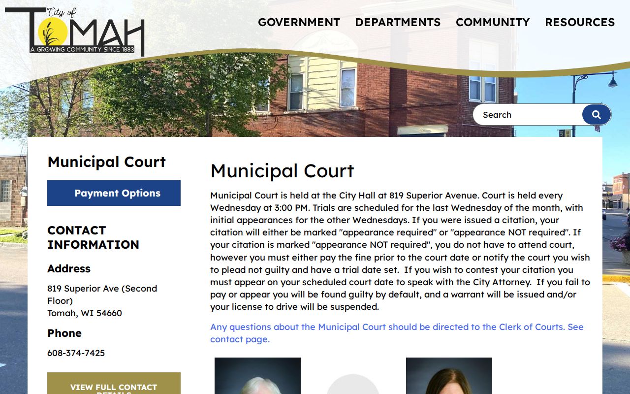 Tomah criminal records Municipal Court official schedule