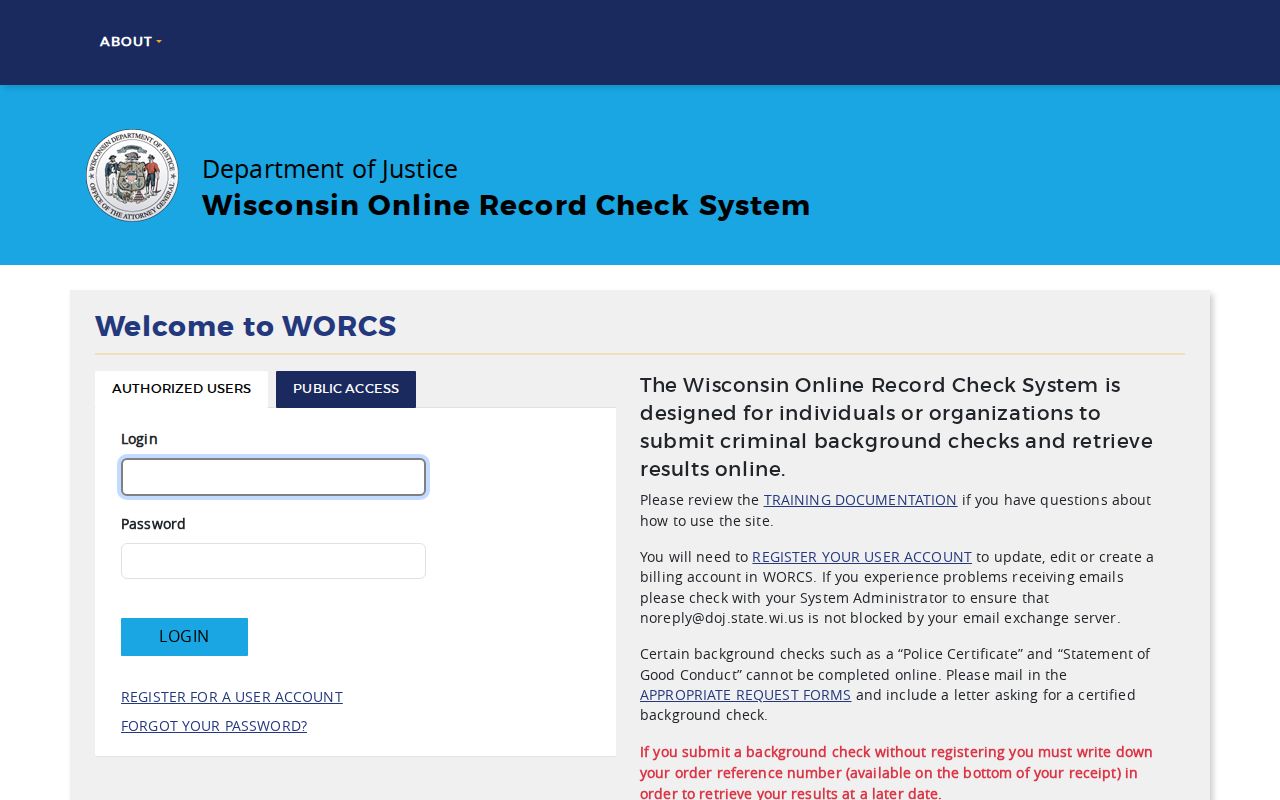 Monroe County criminal history search through Wisconsin WORCS